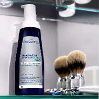 The AndroGel 1.62% pump inside a bathroom cabinet